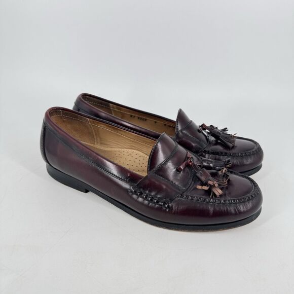 Cole Haan 3507 Tassel Loafers Men 9E Wide Burgundy Leather Slip On Dress Shoes